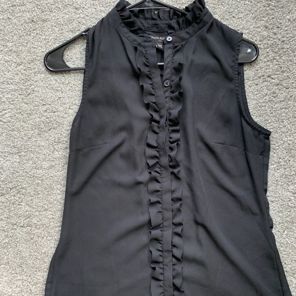 Banana Republic Black Ruffle Blouse